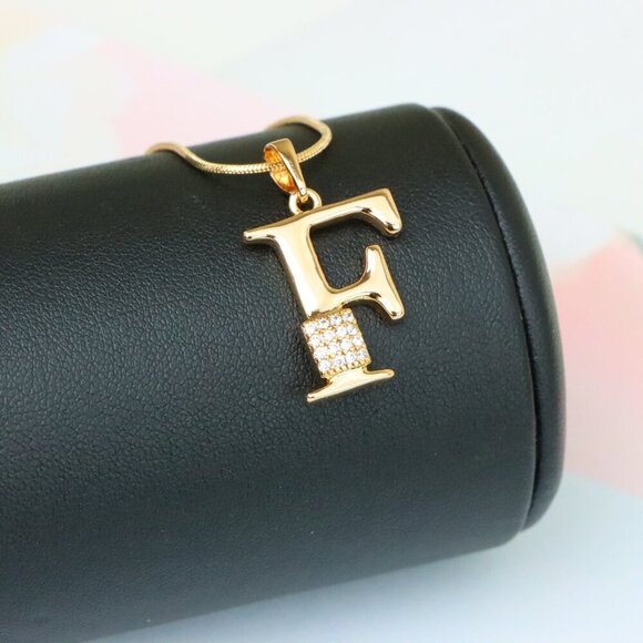 "Rose Gold F Initial Pendant with Crystal Accents for Women & Girls, XPPT1417 - Picture 4 of 13